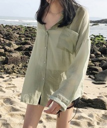 長袖シアーカーディガン 夏服シアーシャツ