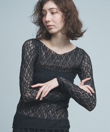 【La nature linge】ソフトレースワイドネックプルオーバー