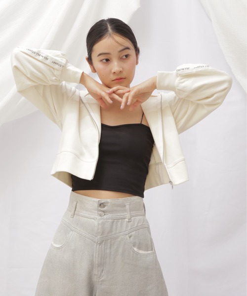 JILL by JILL STUART（ジルバイジルスチュアート）の「◇JB裏毛ロゴテープパーカー（パーカー・レディース・ダークグレー/ネイビー/ホワイト系その他・FREE）」の4枚目の写真