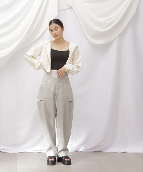 JILL by JILL STUART（ジルバイジルスチュアート）の「◇JB裏毛ロゴテープパーカー（パーカー・レディース・ダークグレー/ネイビー/ホワイト系その他・FREE）」の6枚目の写真