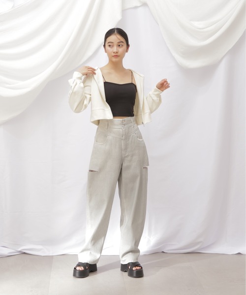 JILL by JILL STUART（ジルバイジルスチュアート）の「◇JB裏毛ロゴテープパーカー（パーカー・レディース・ダークグレー/ネイビー/ホワイト系その他・FREE）」の7枚目の写真