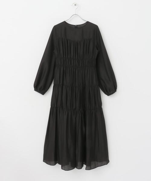 URBAN RESEARCH ROSSO WOMEN(アーバンリサーチ ロッソ)の「シアーシャーリングロングドレス(ワンピース・レディース・ブラック/ベージュ・FREE)」の2枚目の写真