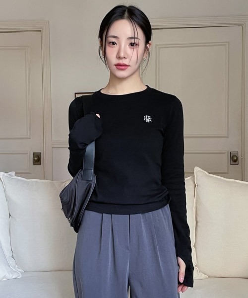 muahmuah（ムーアムーア）の「A'GEM/9 × .kom 『muah muah/ムーアムーア』 STITCH WARMER LONG SLEEVE/ステッチウォーマー長袖Tシャツ（Tシャツ/カットソー・レディース・アイボリー/ブラック/ホワイト・FREE）」の10枚目の写真
