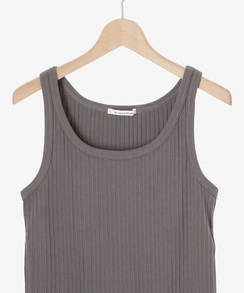 le.coeur blanc（ルクールブラン）の「ランダムテレコUネックタンク（タンクトップ・レディース・ブラック/オフホワイト/チャコールグレー/ライトグレー・38）」の7枚目の写真
