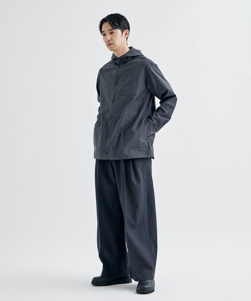 th products(ティーエイチプロダクト)の「【th products / ティーエイチプロダクツ】Hooded Shirt/フーデットシャツ(テーラードジャケット・メンズ・ストライプ/グレー・2/1)」の19枚目の写真