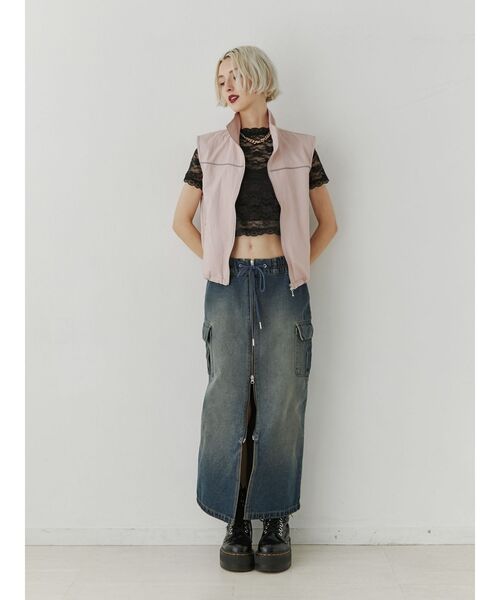 jouetie（ジュエティ）の「ZIPストレートデニムスカート（デニムスカート・レディース・ブラック/ブルー・SMALL/MEDIUM）」の3枚目の写真