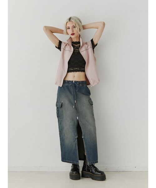 jouetie（ジュエティ）の「ZIPストレートデニムスカート（デニムスカート・レディース・ブラック/ブルー・SMALL/MEDIUM）」の5枚目の写真