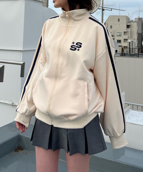 shesame(シーセム)の「カラー配色トラックジャケット(ジャージ・メンズ・アイボリー/ネイビー/ブルー・MEDIUM/LARGE)」の1枚目の写真