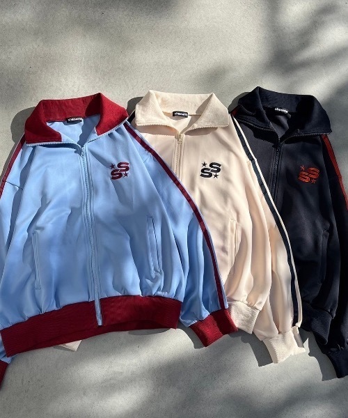 shesame(シーセム)の「カラー配色トラックジャケット(ジャージ・メンズ・アイボリー/ネイビー/ブルー・MEDIUM/LARGE)」の12枚目の写真