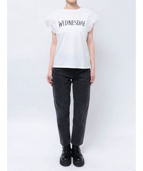 jouetie（ジュエティ）の「レースドッキングラグランTシャツ（Tシャツ/カットソー・レディース・オフホワイト/ブラック・MEDIUM）」の9枚目の写真