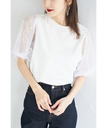 【ZOZO限定】袖チュールパール付きプルオーバー