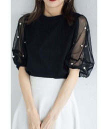 【ZOZO限定】袖チュールパール付きプルオーバー