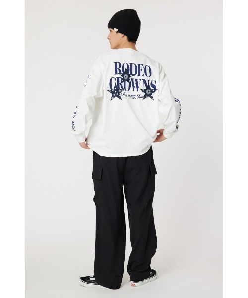 RODEO CROWNS WIDE BOWL(ロデオクラウンズワイドボウル)の「メンズバンダナスターアップリケL/S Tシャツ(Tシャツ/カットソー・メンズ・ブラック/ホワイト/カーキ・LARGE/MEDIUM)」の7枚目の写真