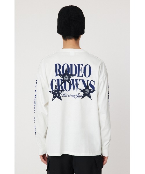 RODEO CROWNS WIDE BOWL(ロデオクラウンズワイドボウル)の「メンズバンダナスターアップリケL/S Tシャツ(Tシャツ/カットソー・メンズ・ブラック/ホワイト/カーキ・LARGE/MEDIUM)」の11枚目の写真