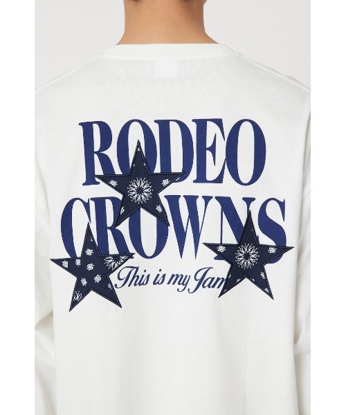 RODEO CROWNS WIDE BOWL(ロデオクラウンズワイドボウル)の「メンズバンダナスターアップリケL/S Tシャツ(Tシャツ/カットソー・メンズ・ブラック/ホワイト/カーキ・LARGE/MEDIUM)」の13枚目の写真
