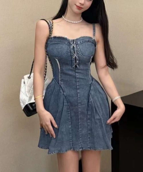 そらドットデニムミニキャミワンピースS Sibra ワンピース デニムミニキャミワンピース : ZOZOTOWN Yahoo