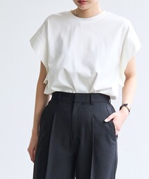【RONEL】クリアスムース切替フレンチスリーブカットソー