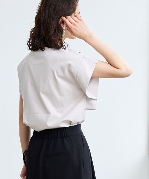 coen(コーエン)の「【RONEL】クリアスムース切替フレンチスリーブカットソー(Tシャツ/カットソー・レディース・ネイビー/オフホワイト/ライトグレー/ブラック・M/S)」の8枚目の写真