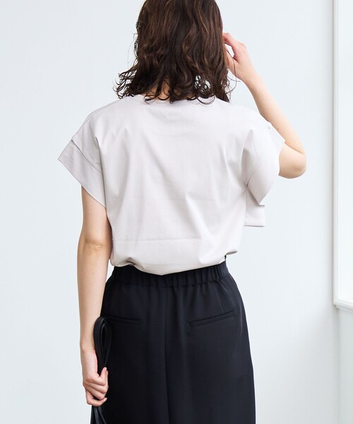 coen(コーエン)の「【RONEL】クリアスムース切替フレンチスリーブカットソー(Tシャツ/カットソー・レディース・ネイビー/オフホワイト/ライトグレー/ブラック・M/S)」の9枚目の写真