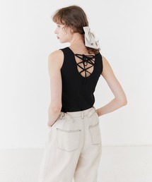 RUBY AND YOU | バックレースアップリブタンクトップ(タンクトップ)