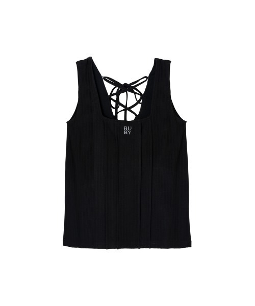 RUBY AND YOU（ルビーアンドユー）の「バックレースアップリブタンクトップ（タンクトップ・レディース・ブラック/アイボリー・FREE）」の5枚目の写真