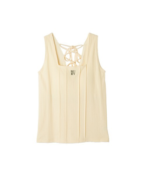 RUBY AND YOU（ルビーアンドユー）の「バックレースアップリブタンクトップ（タンクトップ・レディース・ブラック/アイボリー・FREE）」の6枚目の写真