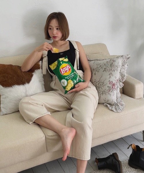 RUBY AND YOU（ルビーアンドユー）の「バックレースアップリブタンクトップ（タンクトップ・レディース・ブラック/アイボリー・FREE）」の4枚目の写真