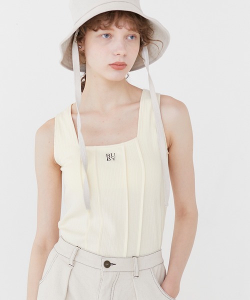 RUBY AND YOU（ルビーアンドユー）の「バックレースアップリブタンクトップ（タンクトップ・レディース・ブラック/アイボリー・FREE）」の21枚目の写真