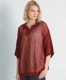 TAPE YARN MASH POLO/テープヤーンメッシュポロニット