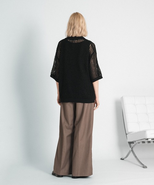 selle glant（セレグランテ）の「TAPE YARN MASH POLO/テープヤーンメッシュポロニット（ポロシャツ・メンズ・ブラック/ボルドー・SMALL/MEDIUM/LARGE）」の15枚目の写真