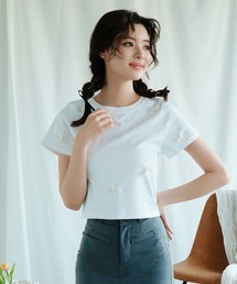 【Jasmine】パールリボン半袖Tシャツ