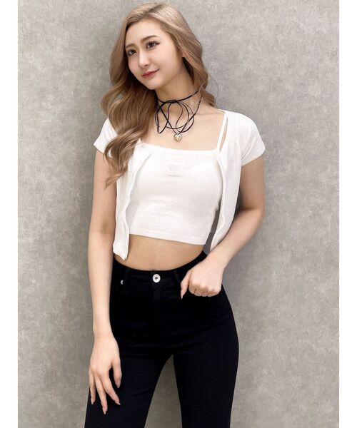 GYDA（ジェイダ）の「Square gydaキャミアンサンブル（アンサンブル・レディース・ライム/オフホワイト/ブラック・FREE）」の2枚目の写真