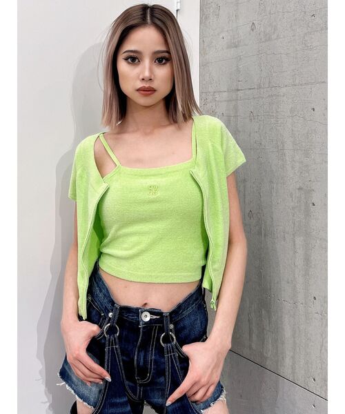 GYDA（ジェイダ）の「Square gydaキャミアンサンブル（アンサンブル・レディース・ライム/オフホワイト/ブラック・FREE）」の3枚目の写真