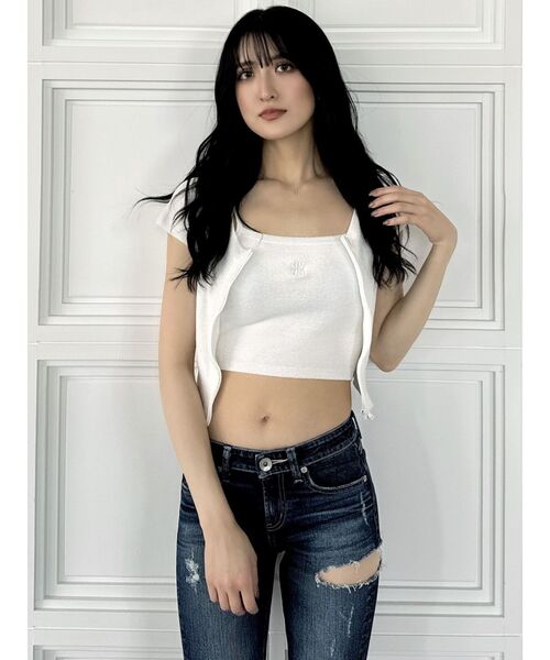 GYDA（ジェイダ）の「Square gydaキャミアンサンブル（アンサンブル・レディース・ライム/オフホワイト/ブラック・FREE）」の5枚目の写真