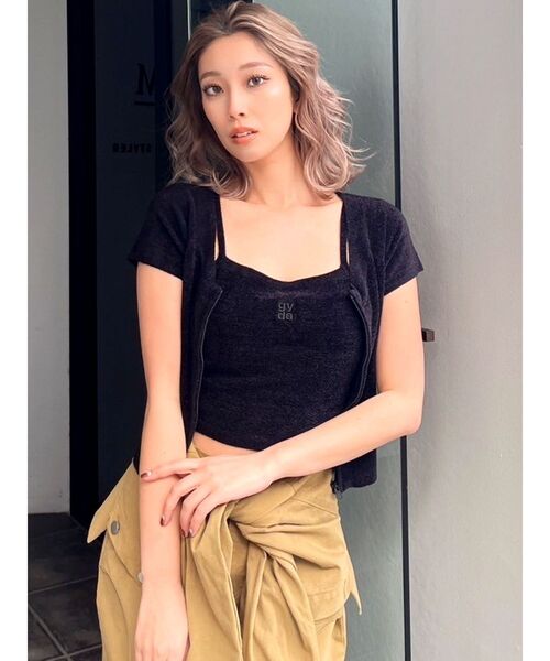 GYDA（ジェイダ）の「Square gydaキャミアンサンブル（アンサンブル・レディース・ライム/オフホワイト/ブラック・FREE）」の19枚目の写真