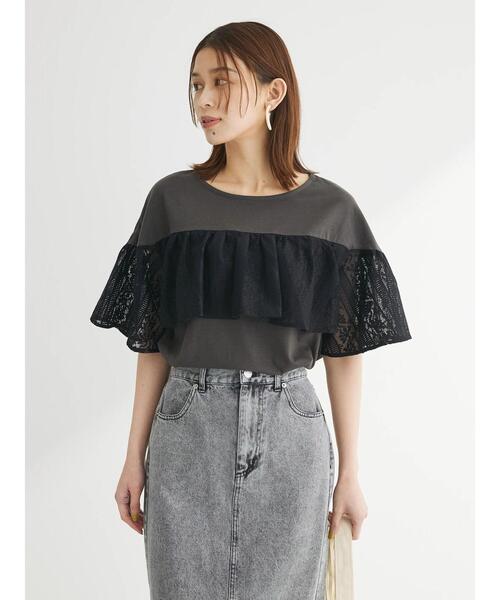 Sugar spoon（シュガースプーン）の「・SUGAR　SPOON　レースフリルプルオーバー（Tシャツ/カットソー・レディース・チャコールグレー/オフホワイト/オレンジ/ブラック・FREE）」の19枚目の写真