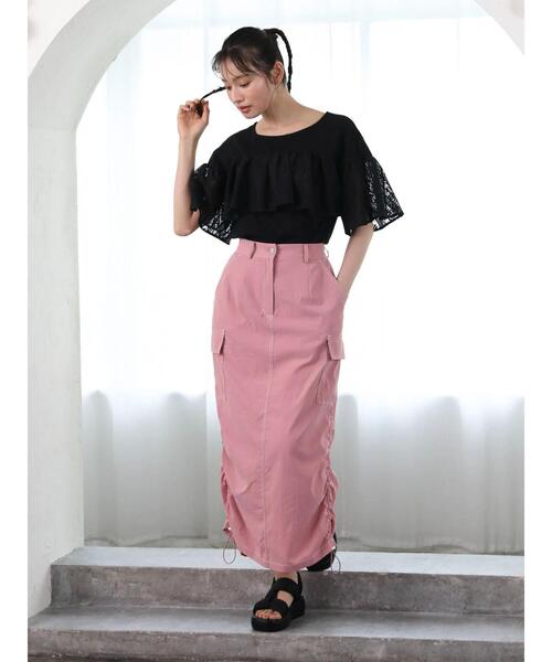 Sugar spoon（シュガースプーン）の「・SUGAR　SPOON　レースフリルプルオーバー（Tシャツ/カットソー・レディース・チャコールグレー/オフホワイト/オレンジ/ブラック・FREE）」の13枚目の写真