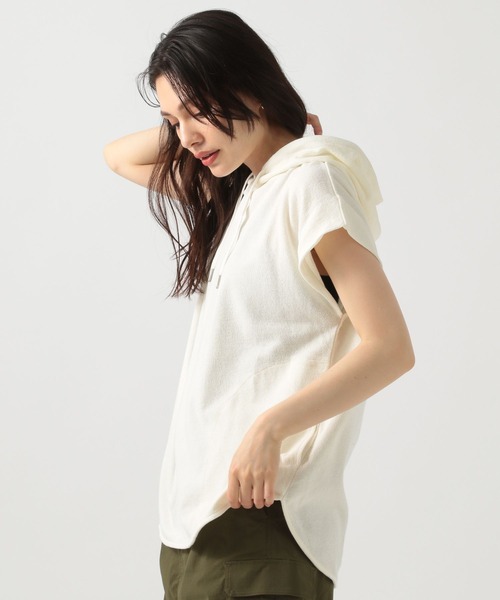 BAYFLOW（ベイフロー）の「[体型カバーが叶う♪]ノースリーブフーディー（Tシャツ/カットソー・レディース・オフホワイト/ブルー/チャコール・FREE）」の12枚目の写真