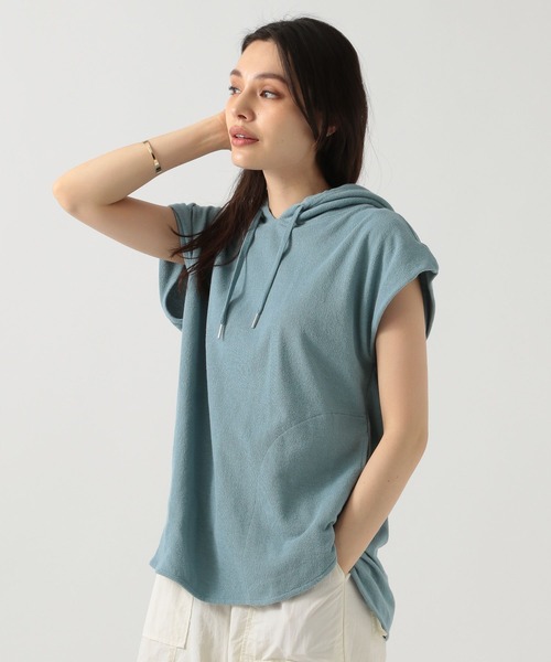 BAYFLOW（ベイフロー）の「[体型カバーが叶う♪]ノースリーブフーディー（Tシャツ/カットソー・レディース・オフホワイト/ブルー/チャコール・FREE）」の18枚目の写真