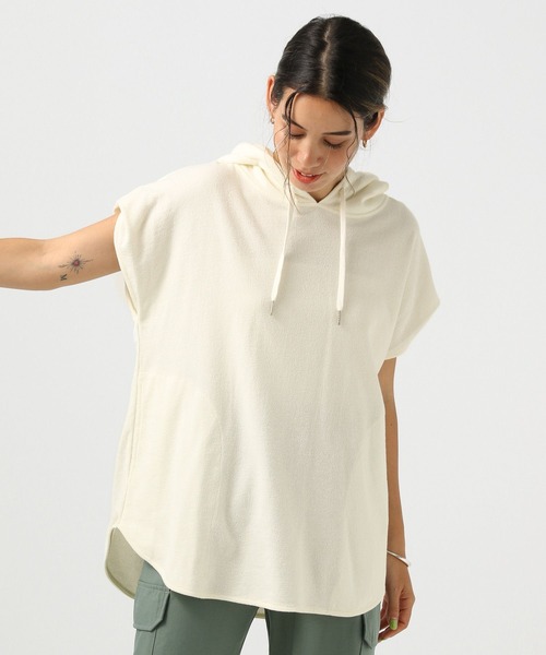 BAYFLOW（ベイフロー）の「[体型カバーが叶う♪]ノースリーブフーディー（Tシャツ/カットソー・レディース・オフホワイト/ブルー/チャコール・FREE）」の7枚目の写真