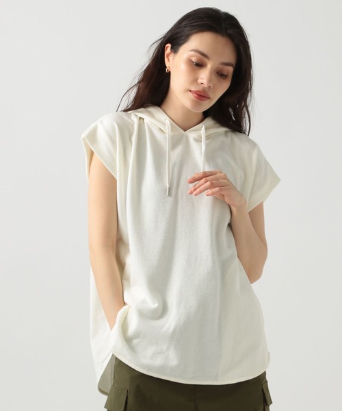 BAYFLOW（ベイフロー）の「[体型カバーが叶う♪]ノースリーブフーディー（Tシャツ/カットソー・レディース・オフホワイト/ブルー/チャコール・FREE）」の10枚目の写真