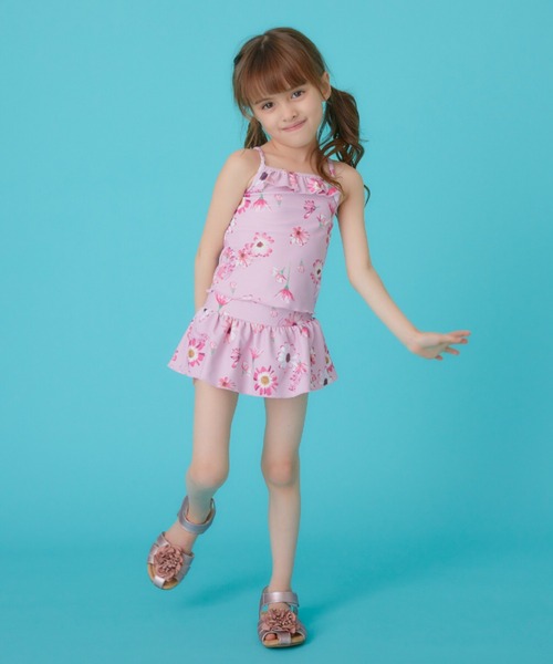 HAKKA KIDS（ハッカキッズ）の「[水着･スイム]サイネリア/アジサイフランボワーズプリントプリントタンキニ（スイムグッズ・キッズ・ピンク/パープル・S/M/L）」の2枚目の写真