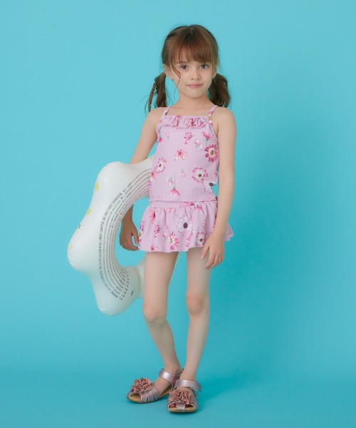 HAKKA KIDS（ハッカキッズ）の「[水着･スイム]サイネリア/アジサイフランボワーズプリントプリントタンキニ（スイムグッズ・キッズ・ピンク/パープル・S/M/L）」の6枚目の写真