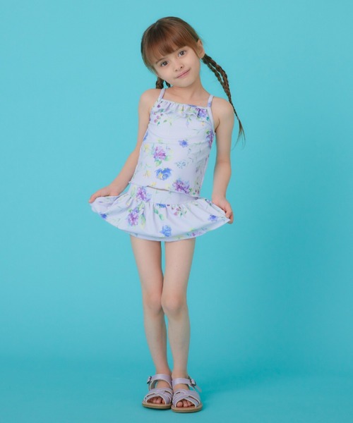 HAKKA KIDS（ハッカキッズ）の「[水着･スイム]サイネリア/アジサイフランボワーズプリントプリントタンキニ（スイムグッズ・キッズ・ピンク/パープル・S/M/L）」の11枚目の写真