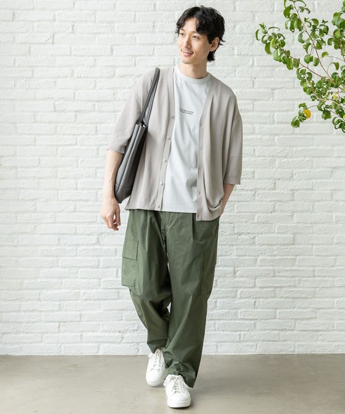 GLOBAL WORK（グローバルワーク）の「洗えるサラサラサマーカーディガン/5分袖/992254（カーディガン/ボレロ・メンズ・ブラック/ライトグレー・SMALL/LARGE/MEDIUM）」の3枚目の写真