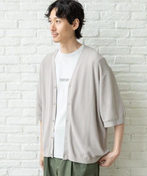 GLOBAL WORK（グローバルワーク）の「洗えるサラサラサマーカーディガン/5分袖/992254（カーディガン/ボレロ・メンズ・ブラック/ライトグレー・SMALL/LARGE/MEDIUM）」の6枚目の写真