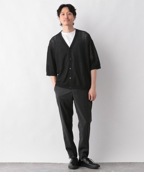 GLOBAL WORK（グローバルワーク）の「洗えるサラサラサマーカーディガン/5分袖/992254（カーディガン/ボレロ・メンズ・ブラック/ライトグレー・SMALL/LARGE/MEDIUM）」の7枚目の写真
