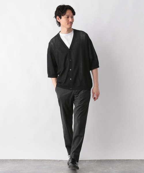 GLOBAL WORK（グローバルワーク）の「洗えるサラサラサマーカーディガン/5分袖/992254（カーディガン/ボレロ・メンズ・ブラック/ライトグレー・SMALL/LARGE/MEDIUM）」の19枚目の写真