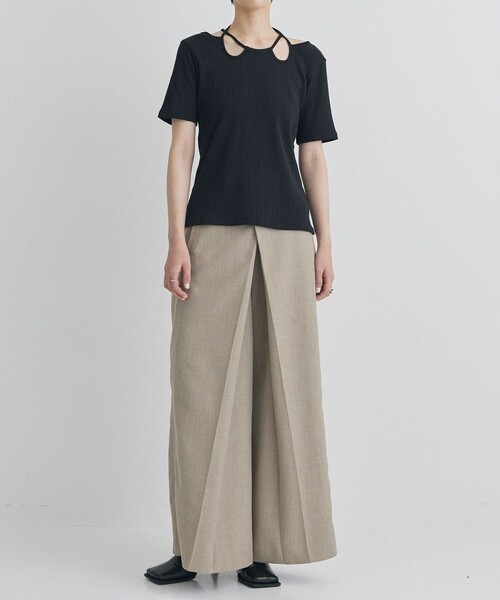 トップス murral Ivy rib half sleeve top (White) MURRAL（ミューラル）の「【MURRAL】Ivy half sleeve top（T