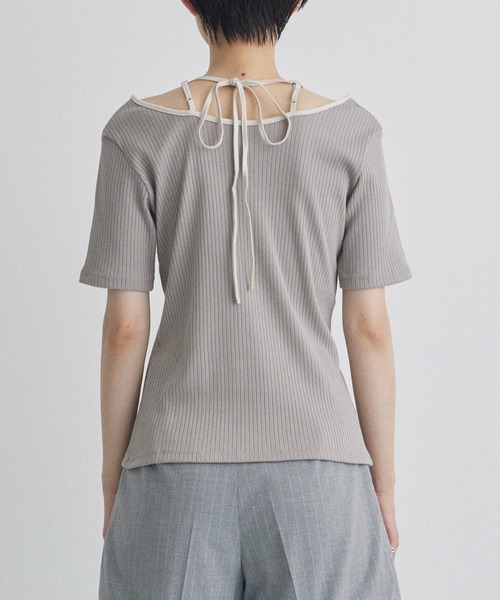 MURRAL(ミューラル)の「【MURRAL/ミューラル】Ivy halfsleeve top/ハーフスリーブトップス(Tシャツ/カットソー・レディース・ブラック/グレイッシュベージュ・1)」の18枚目の写真